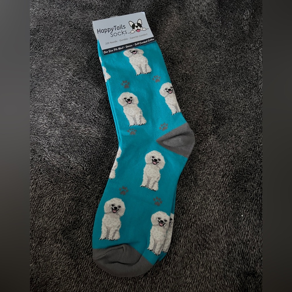 Happy Tail Socks poodle Print Blue Socks